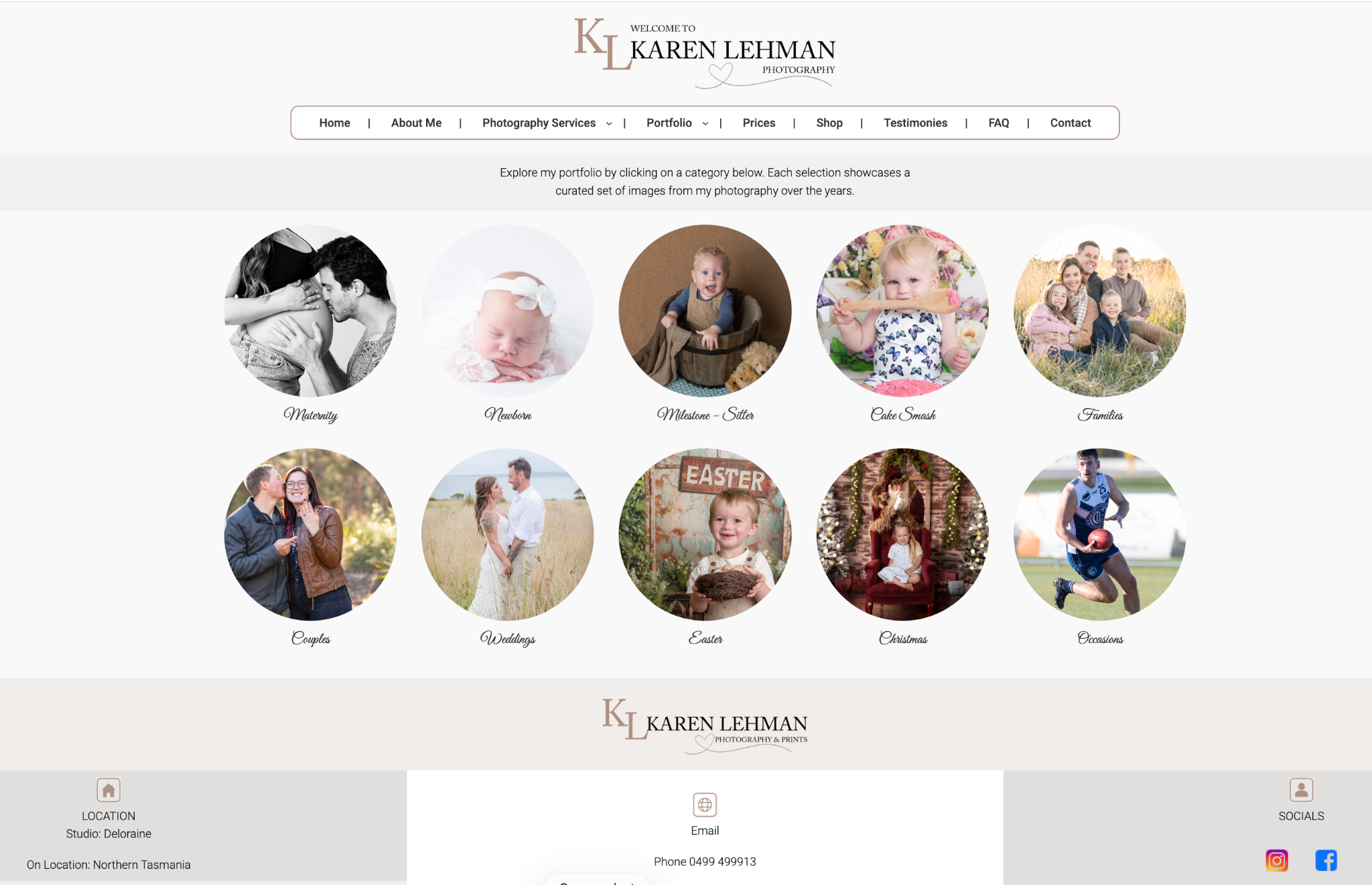 Karen Lehman Photography website screenshot